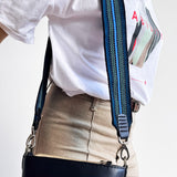 Anse de sac en Cuir Noir - NOIR/BLEU 5,5cm