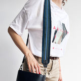 Anse de sac en Cuir Noir - NOIR/BLEU 5,5cm