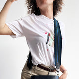 Anse de sac en Cuir Noir - NOIR/BLEU 5,5cm