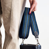 Anse de sac en Cuir Noir - NOIR/BLEU 5,5cm