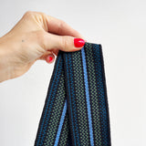 Anse de sac en Cuir Noir - NOIR/BLEU 5,5cm