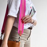 Anse de sac en Cuir Miel - ROSE/FUSHIA 5,5cm