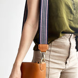 Asa de bolso de piel color miel - AZUL MARINO 4,5 cm