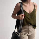 Anse de sac en Cuir Noir - NOIR/ÉCRU 4,5cm