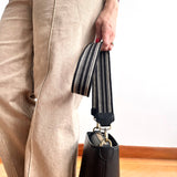 Anse de sac en Cuir Noir - NOIR/ÉCRU 4,5cm