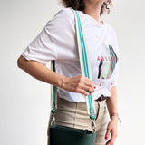 Anse de sac en Cuir Vert - ÉCRU/TURQUOISE 5,5cm