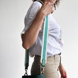 Anse de sac en Cuir Vert - ÉCRU/TURQUOISE 5,5cm