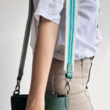 Anse de sac en Cuir Vert - ÉCRU/TURQUOISE 5,5cm