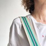 Anse de sac en Cuir Vert - ÉCRU/TURQUOISE 5,5cm