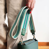 Anse de sac en Cuir Vert - ÉCRU/TURQUOISE 5,5cm