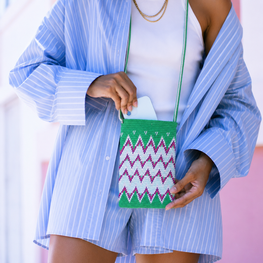 Pochette Eeïna - Zigzag vert