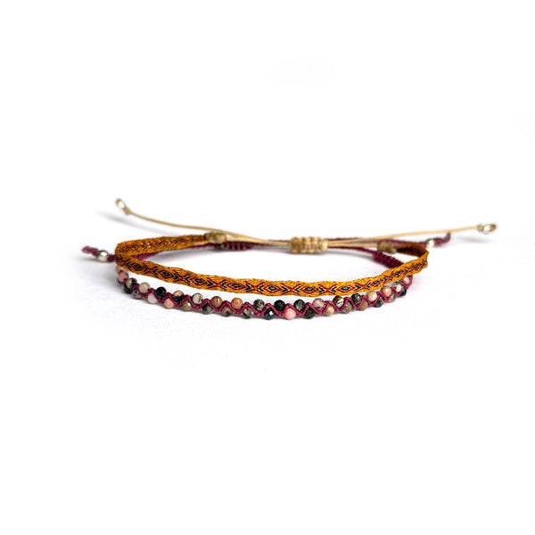 Le duo Orangé bordeaux - Pierres semi-précieuses