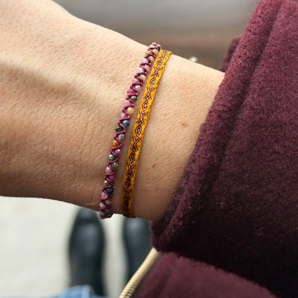 Le duo Orangé bordeaux - Pierres semi-précieuses