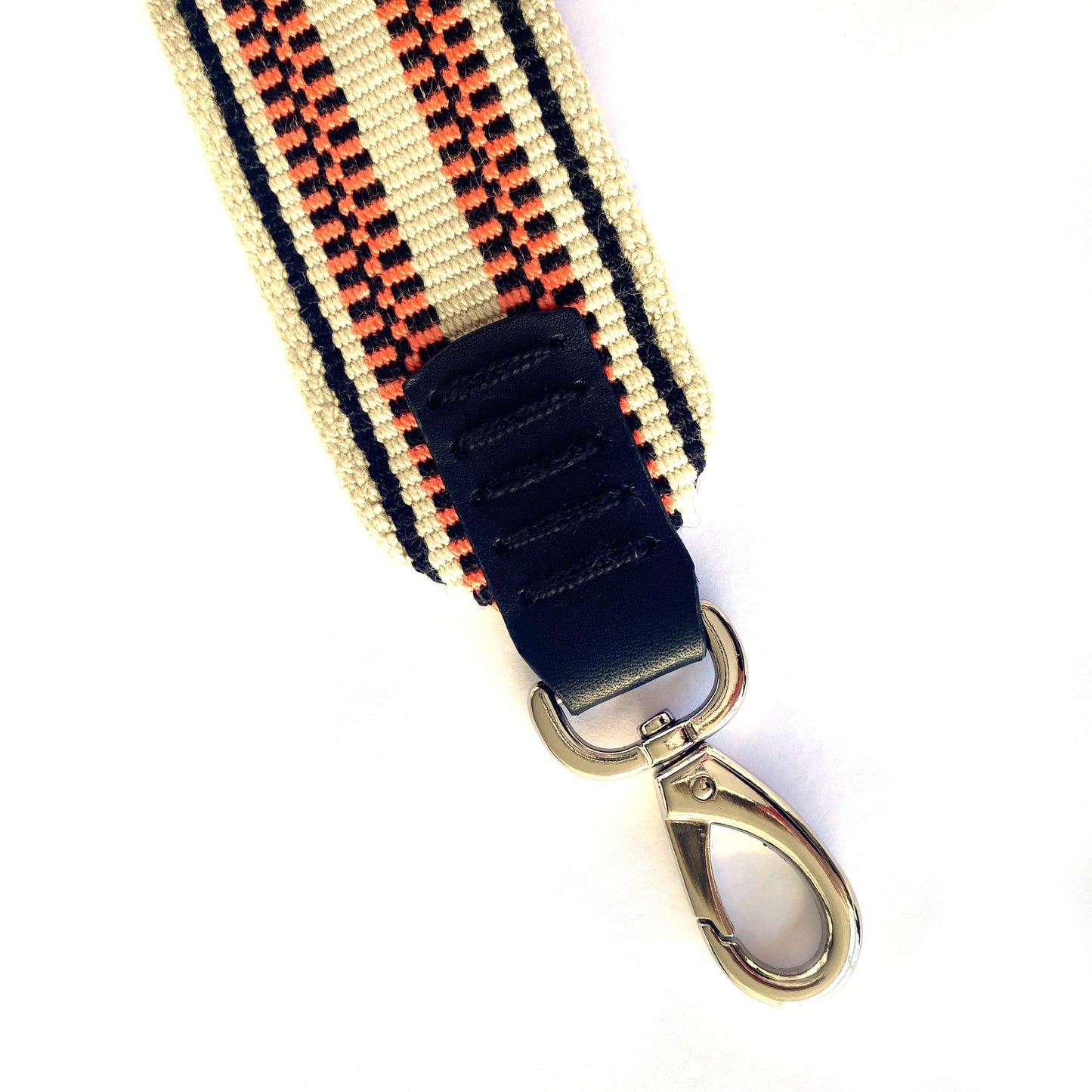 Anse de sac en Cuir Noir - ÉCRU/ROSE 5cm