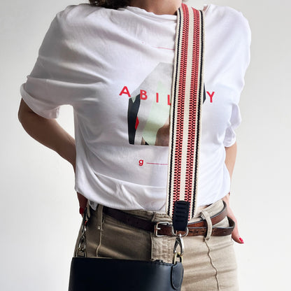 Anse de sac en Cuir Noir - ÉCRU/ROSE 5cm