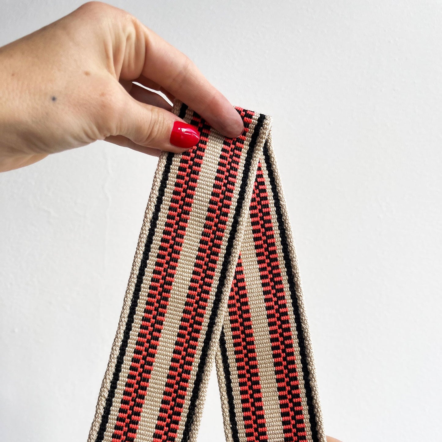 Anse de sac en Cuir Noir - ÉCRU/ROSE 5cm