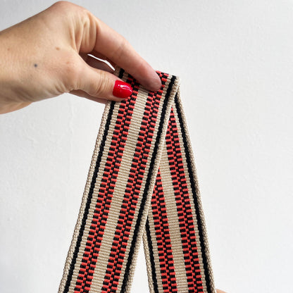 Anse de sac en Cuir Noir - ÉCRU/ROSE 5cm