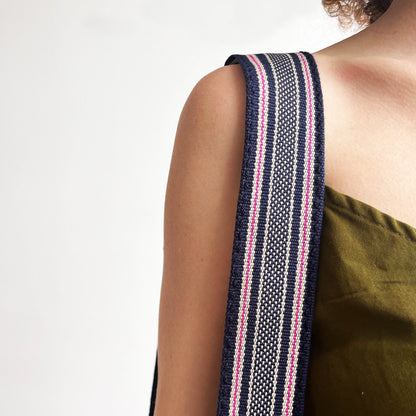 Anse de sac en Cuir Miel - BLEU MARINE 4,5cm