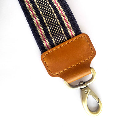 Anse de sac en Cuir Miel - BLEU MARINE 4,5cm