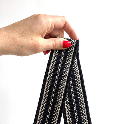 Anse de sac en Cuir Noir - NOIR/ÉCRU 4,5cm