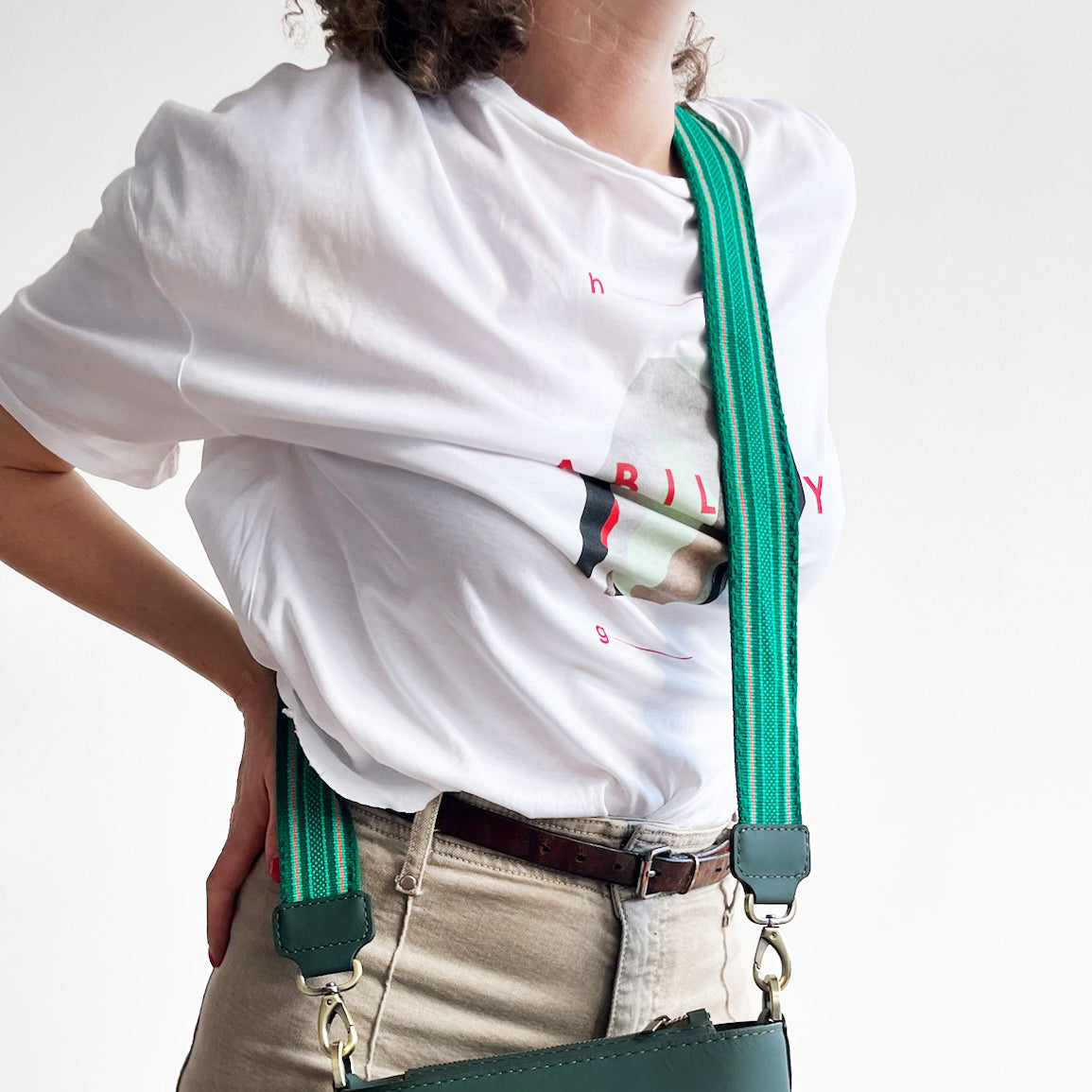 Anse de sac en Cuir Vert - VERT 4cm